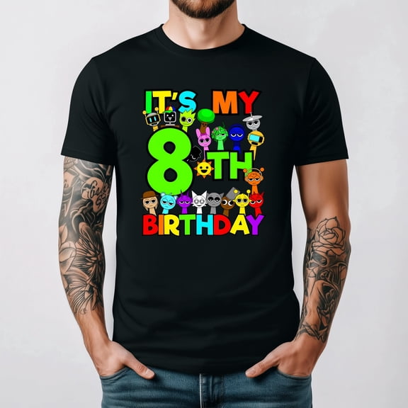 Sprunki Party Decorations Eighth Birthday Fun Character Unisex T Shirt up to 5XL