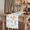 thumbnail image 2 of Table Runners 70 Inches Long Dress Scarves, Teal Red Seahorse Coastal Farmhouse Coffee/Dining/Kitchen Table Decor, Holiday Table Runner, Nautical Beach Coral Starfish 13x70 Inch, 2 of 9
