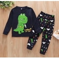 thumbnail image 3 of T-shirt à Manches Longues + Pantalon pour Petit Garçon, Pyjama de Printemps à Col Rond Classique avec Imprimé Dinosaure, 3 of 5