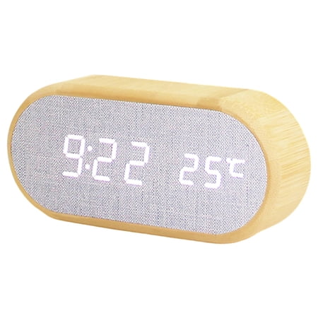 Osfvolr Digital Alarm Clock with Temperature Wooden Table Clocks for Bedroom Decoration Bamboo Material Niditon