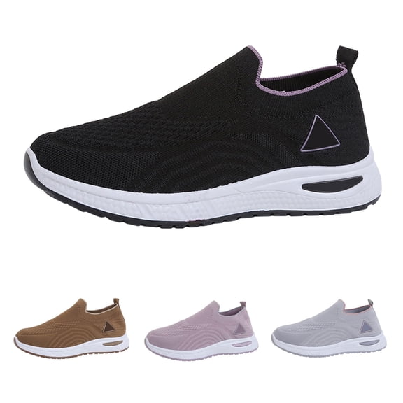 EaseDay Women's Fashion Sneakers Slip On Walking Shoes Lightweight Breathable Knit Mesh Casual Sneakers for Women with Cushioned Sole and Non Slip Rubber Outsole