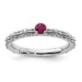 thumbnail image 2 of Auriga 925 Sterling Silver Created Ruby Single Stone Ring for Women Size- 7, 2 of 6