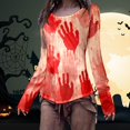 thumbnail image 2 of Tshirts for Women Slim Fit Halloween Print Long Sleeved Crew Neck T Shirt Clothes, 2 of 5