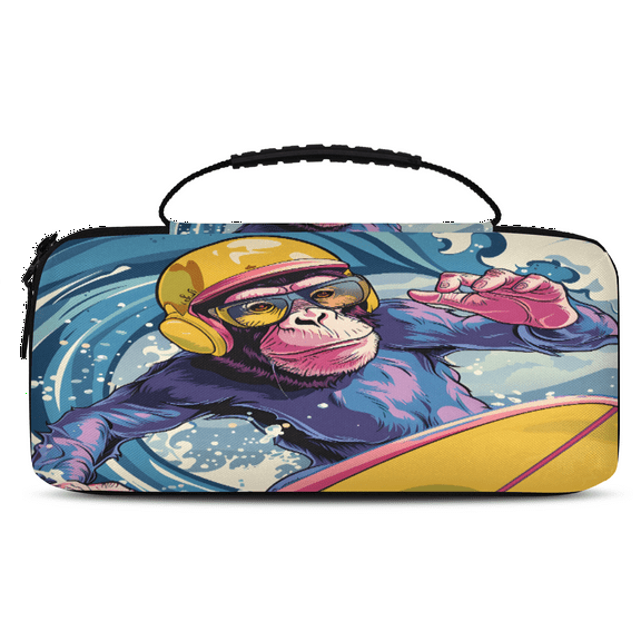 Herdesigns Monkey Carry Case Compatible with Nintendo Switch 2017 & Oled 2021, with 20 Game Card Slots, Funny Portable Travel Carrying Case Pouch for Accessories & Games