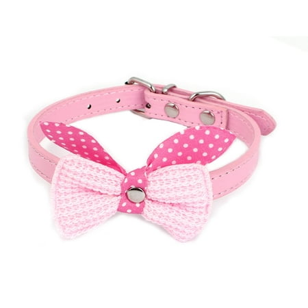 Diva Dog Bows - Single Pin Buckle Bow Bowknot Detail Pet Dog Kitty Collar 27-33cm Pink