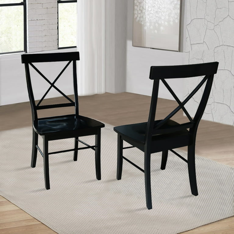 International Concepts Simply Linen X Back Dining Chair in Black Set of Two