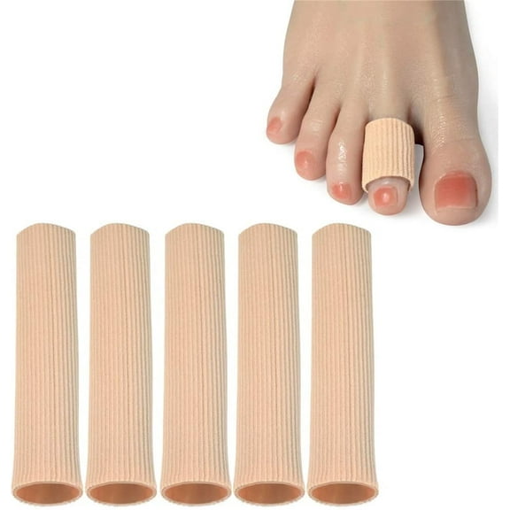 Casewin Cuttable Toe Tubes Sleeves 5 Pack, Made of Elastic Fabric Lined with Silicone Gel. Toe Sleeve Protectors Relief Toe Pressure Pain, Corn and Calluses Remover