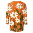 thumbnail image 4 of QUNYINEY Orange Tshirts Shirts for Women 3/4 Sleeve Floral Crew Neck Casual Tops Loose Pullover Drop Shoulder T-Shirts Womens Tops Trendy, 4 of 5