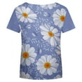 thumbnail image 5 of Ichuanyi Trendy Floral T-Shirt Women's Summer Short Sleeve Tunic Tops V Neck Graphic Tees Shirt Casual Comfy Blouses Tops, 5 of 5