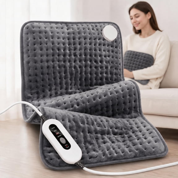 Heating Pad, Fast Heating With Dry & Moist Heat, 4 Heat Settings, 2-Hour Auto Shut-Off, Machine Washable, 12 X 24 Inch With Double-Sided Flannel, Heated Pad For Back, Neck, Shoulders