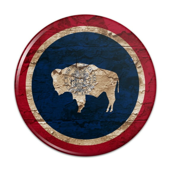 Rustic Distressed Wyoming State Flag Kitchen Refrigerator Locker Button Magnet