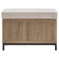 thumbnail image 5 of Bouclair Pouf en Tissu Blanc Cassé et Bois avec Rangement, 5 of 5
