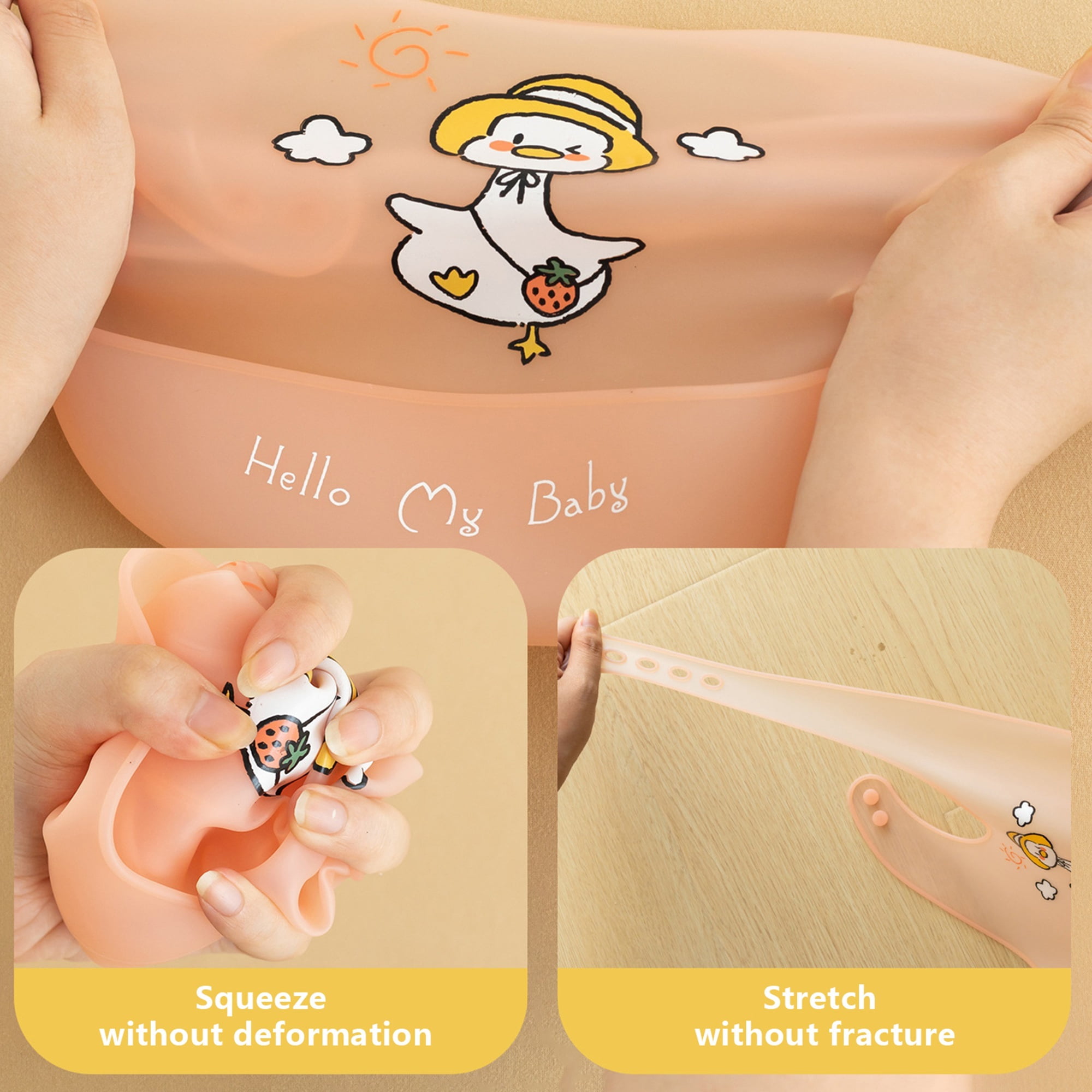 GOLDCOLIN Set of 3 Silicone Bibs for Babies & Toddlers,Soft Adjustable Bibs with Pocket Food Catcher for Baby Girl,Boy