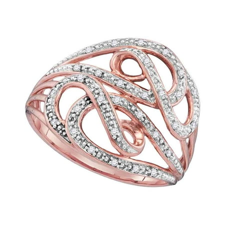 Diamond Ladies Cocktail Ring - 10kt Rose Gold Womens Round Diamond Woven Cocktail Ring (.10 cttw.)