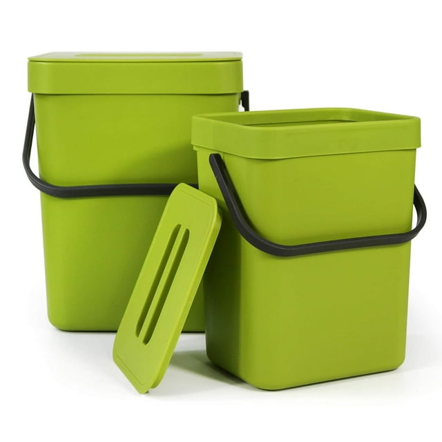 Hanging Small Trash Can with Lid Under Sink for Kitchen Bathroom + Gal Sealed Food Waste Compost Bin for Counter ()