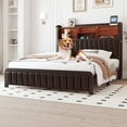 thumbnail image 3 of Full Bed Frame with LED Lights, Charging Station , Tall Storage Headboard, 3 of 10