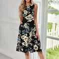 thumbnail image 5 of bbyeadc Summer Midi Dresses for Women 2025 Loose Fit Casual Mid Length Dresses Boho Sleeveless Round Neck A Line Dress Beach Floral Print Sundresses with Side Pocket, Sky Blue 2XL, 5 of 5