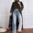 thumbnail image 3 of ZHOUCHANKIDS Women's Lace Top Short Front and Long Back Elegant Shirt Long Sleeve Asymmetrical High Low Dress Cover-Up Black M, 3 of 6