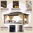 thumbnail image 2 of HOTEEL 10' x 15' Hardtop Gazebo, Outdoor Steel Double Galvanized Roof Canopy, Aluminum Frame Permanent Pavilion Metal Gazebo with Curtains and Netting, Sunshade for Patios, Gardens, Lawns, Brown, 2 of 15
