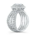 thumbnail image 3 of Spot Jewel 1.6 Ct Cushion Cut Diamond Ring - 14K White Gold Plated Ring - Engagement Wedding Halo Jewelry for Women's - Silver Multi Stone Beautiful Special Occasion Ring - Multi Row Diamond Ring, 3 of 6