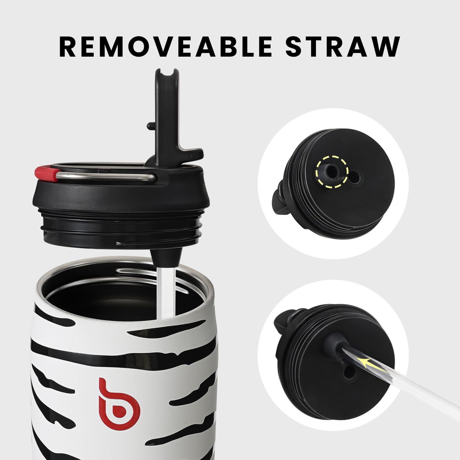 BOTTLE BOTTLE Stainless Steel Water Bottle with Straw and Lid, 32oz Vacuum Insulated Water Bottle Flask, Stay Cold for 24 Hrs, Hot for 12 Hrs, Leak-Proof Wide Mouth Sports water bottle,Zebra Stripe