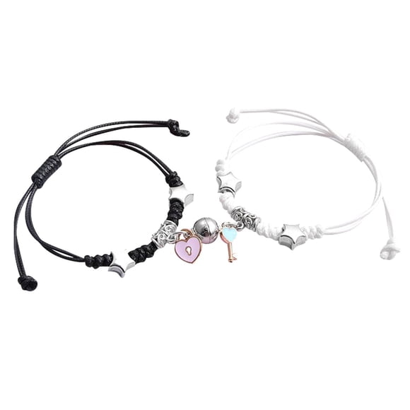 EGNMCR Hanging Ornaments Bracelet Set Of Two, Magnetic Attraction Couple Bracelet, Special Pendant Bracelet, Event Party Decoration Bracelet Bracelet