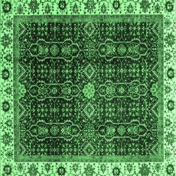 Ahgly Company Indoor Square Abstract Emerald Green Modern Area Rugs, 7' Square