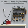 thumbnail image 3 of Set Power Tool Organizer Wall Mount with Charging Station. Garage 4 Drill Storage Shelf with Hooks, Heavy Duty Metal Tool Battery Charger Organizer. Shop Utility Rack with Power Strip .Black, 3 of 9
