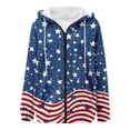 thumbnail image 4 of Women's Full Zip up Graphic Hoodies Trendy America Flag Printed Loose Hooded Sweatshirts Causal Long Sleeve Jacket with Pocket Blue M, 4 of 5