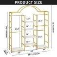 thumbnail image 3 of Uforic 4-Tier Heavy Duty Garment Rack Clothes Rack for Clothing Storage with 6 Shelves Clothing Rack with 3 Hanging Rods Freestanding Closet Organizer, Gold, 3 of 6