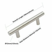 10 Pack 4" Overall Length Cabinet Handles Brushed Nickel Cabinet Pulls Cabinet Hardware 2-1/2in Hole Centers Drawer Pulls Kitchen Cupboard Euro T Bar Dresser Pulls