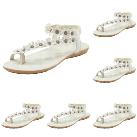 

DBYLXMN Women Flat Floral Flip Flops Boho Sandals Casual Shoes 2PCS Studded Sandals for Women Heels Sandals for Women Flat Size 6 Sandals with Heels for Women Wide Width Womens Heels Sandals Extra