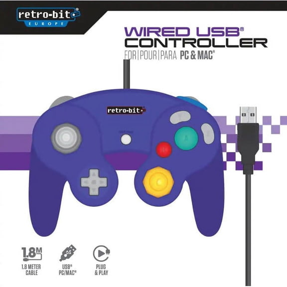 Purple GameCube Wired PC & Mac USB Controller [Retro-Bit Europe]
