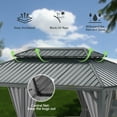 thumbnail image 5 of Domi 12' X 18' Permanent Gazebo Pavilion, Metal Hardtop Gazebo with Galvanized Steel Double Roof Canopy, Built-in Drainage Gutter, Curtain and Netting，Gray, 5 of 6