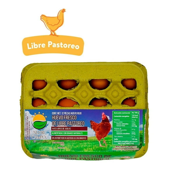Huevo Nutri Campo de libre pastoreo 12 piezas