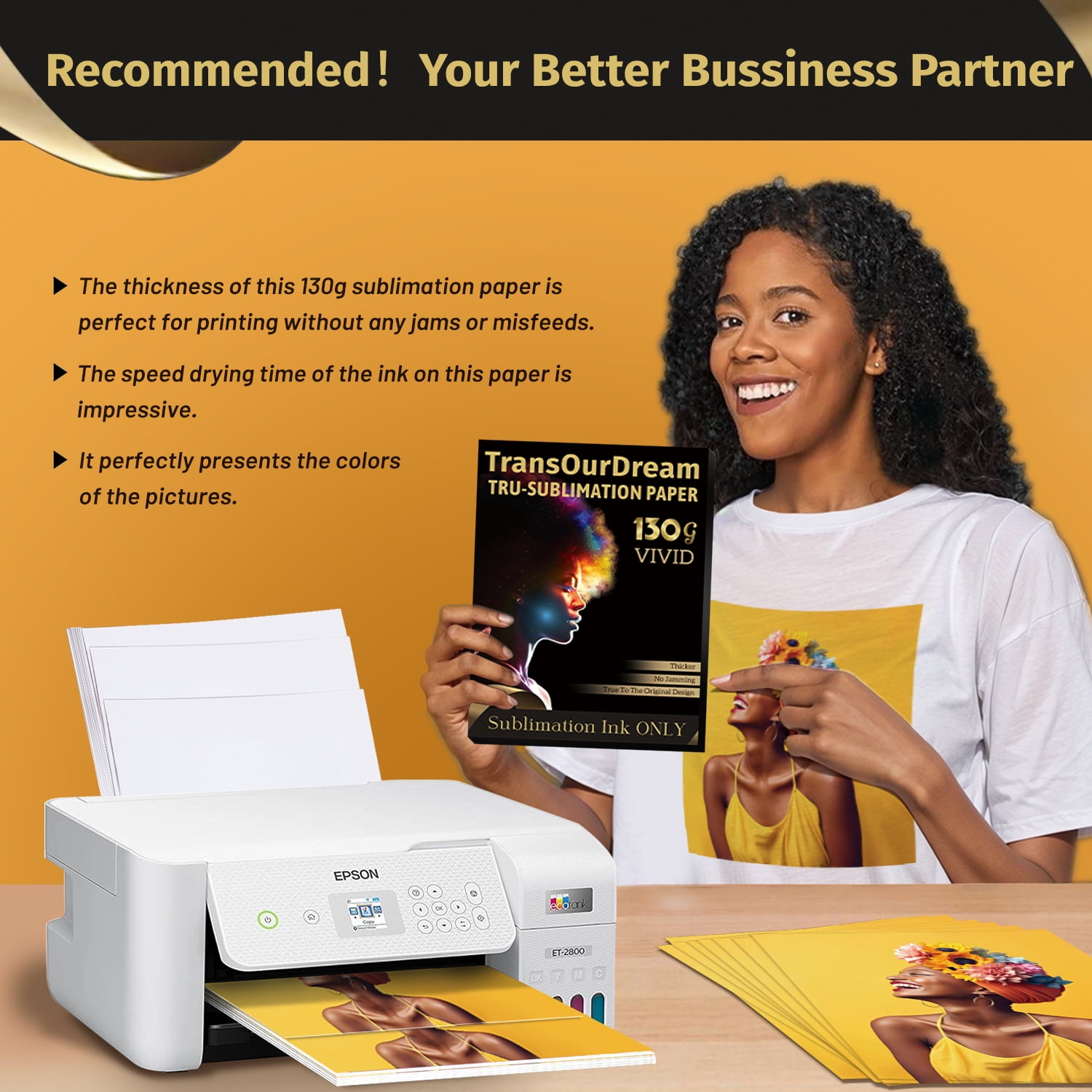 TransOurDream Sublimation Paper for Inkjet Printers (Vivid, 8.5x11", 110 sheets) Sublimation Heat Transfer Paper For Sublimation Ink Only