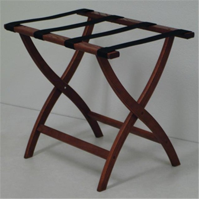 Wooden Mallet LR2-MHBLK Designer Curve Leg Luggage Rack in Mahogany with Black Webbing - 3.5 in.
