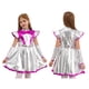thumbnail image 3 of Disfraz de Halloween para niñas y niños, traje de Alien para Cosplay, manga casquillo, vestido de retales de PU brillante con mangas en el brazo, 3 of 5