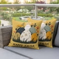 thumbnail image 4 of Happy Easter Pillow Covers 2 Pack Spring Eggs Flowers White Rabbit Yellow Background Pillowcase Waterproof Outdoor Throw Pillow Cover for Patio Garden Square Cushion 18”x18”, 4 of 9