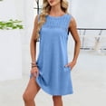 thumbnail image 6 of Hurxie Womens Crochet Swim Cover Up Short Sleeve Waffle Knit Tops Bathing Suit Beach Dress Crew Neck Hollow Out Dresses Blue,XL, 6 of 6