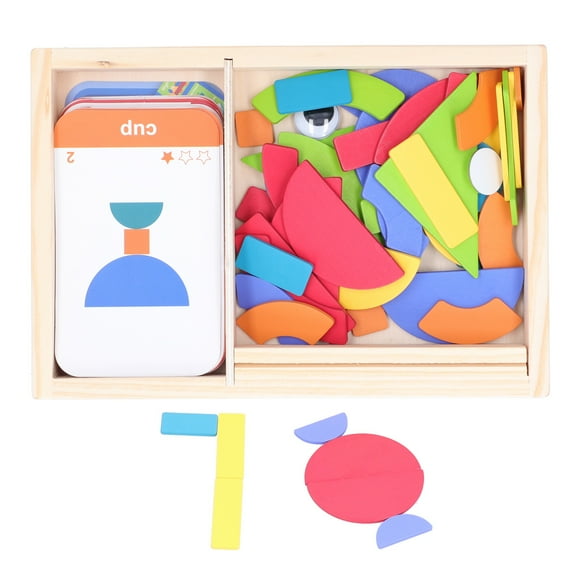 ESTINK Wooden Pattern Blocks,Sorting Stacking Games,Wooden Pattern Blocks Set Animals Shape Sorting Stacking Games Educational Toys