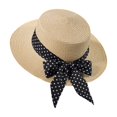 thumbnail image 5 of SGMVNU Sun Hats for Women, Fashion Back Bowknot Wide Brim Retro Flat Top Panama Boater Straw Hats Vacation Beach Hat Packable, One Size, Coffee, 5 of 6