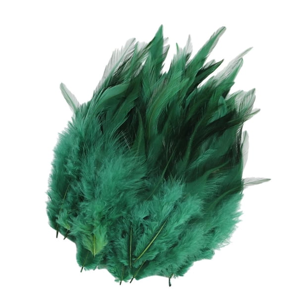 Paquete de 50 plumas de gallo de 13-18 cm teñidas de colores para manualidades y regalos de boda. de color verde oscuro