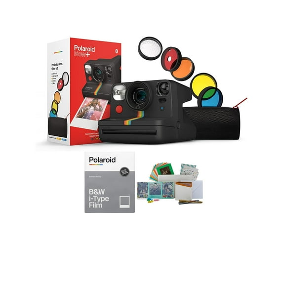 Polaroid NOW+ Instant Film Camera with Black and White Film and Storage Box