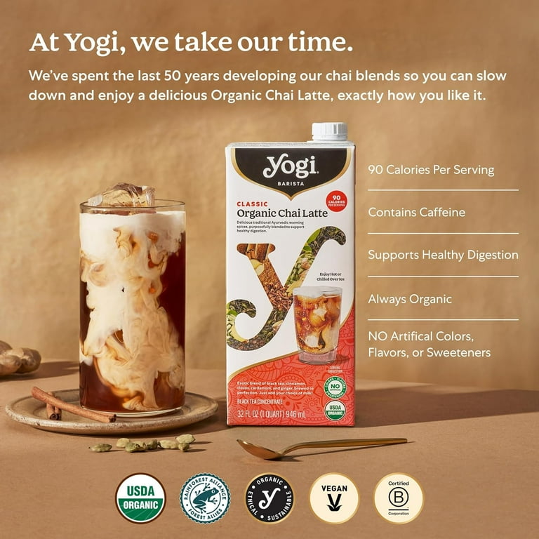 Yogi Barista Classic Organic Chai Latte, Black Tea Concentrate, 32
