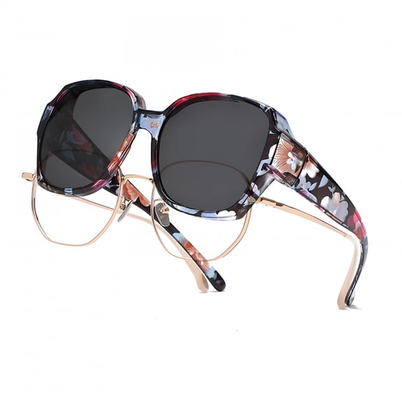 GJX Polarized Sunglasses over Glasses for Women Men,Fit over Glasses Sunglasses Oversized Uv Protection Gray