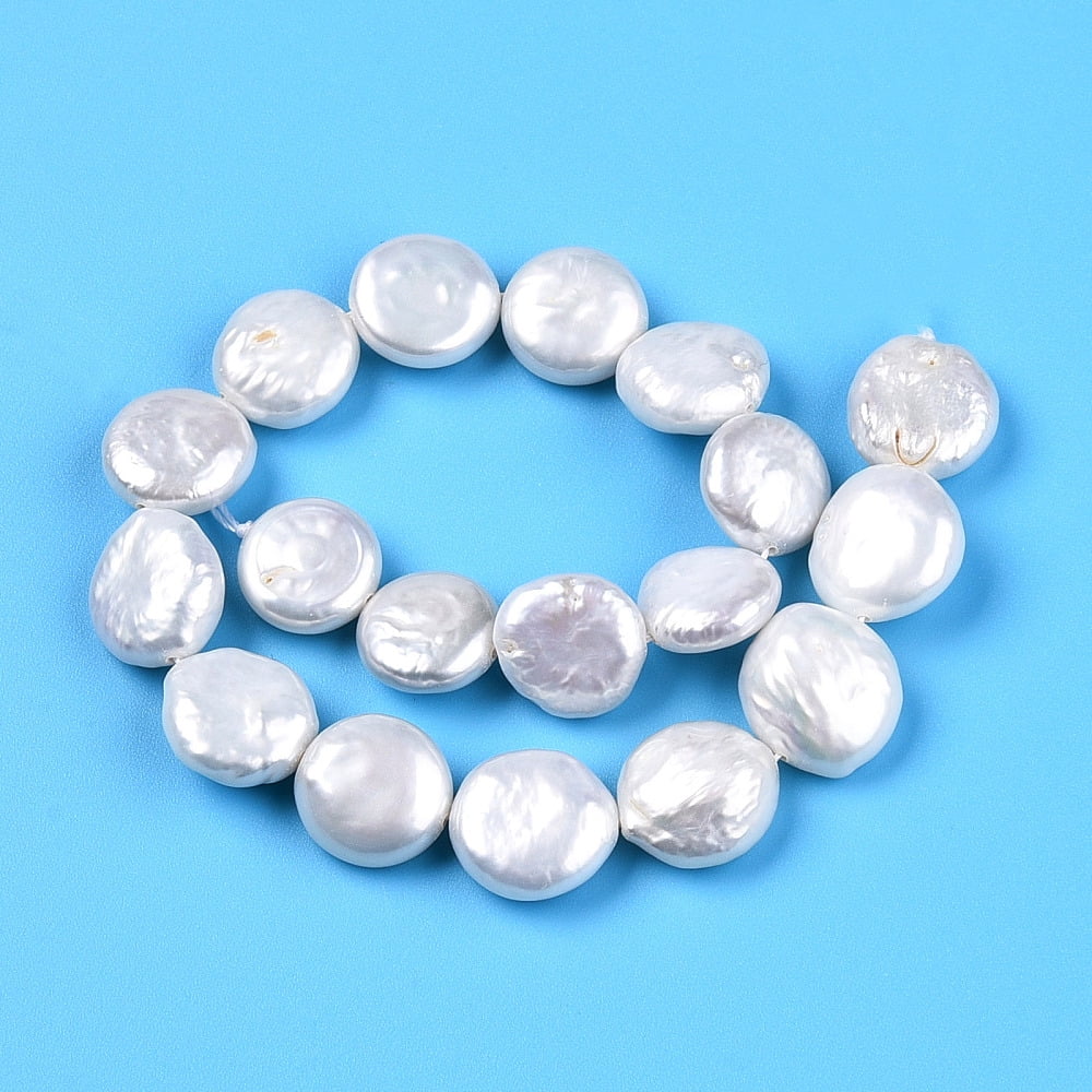 Natural Keshi Pearl Beads Strands Cultured Freshwater Pearl Baroque Pearls Flat Round Creamy White 10~13.5x10~11.5x4~7.5mm Hole: 0.6mm about 16~18pcs/strand 7.28~7.68 inch(18.5~19.5cm)