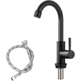 thumbnail image 1 of GFDYREE Robinet de Cuisine Eau Froide Seulement Poignée Unique 1 Trou Bec Pivotant à 360 Degrés Montage sur Pont Acier Inoxydable SUS304 Robinet de Barre d'Évier Col de Cygne (Drain Non Inclus), 8,3 Pouces, Noir Mat, 1 of 7