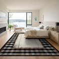 thumbnail image 3 of ODIKA 9'x12' Washable Area Rug Door Retro Plaid Bordered Panel Farmhouse Border Motif Vintage for Dining Room, Basement, Large Office, Non-Slip Chair-Friendly, 3 of 7