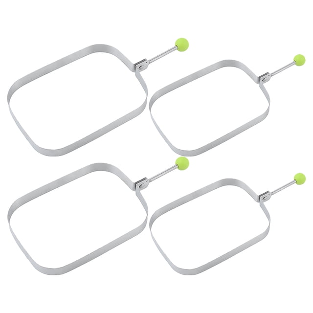 4pcs Rectangular Egg Ring, Pancake Ring Stainless Steel Fried Egg Ring Griddle Pancake Mold with Handle for Breakfast Omelette Sandwich